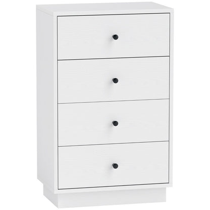 Ladekast – Ladekasten – Dressoir – Opbergkast – Opbergmeubel – Wit – 4 Lades en 3 Open Planken – Ruimtebesparend en Stevig