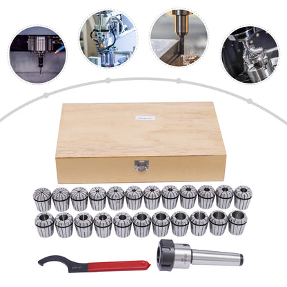 Collethouder – Kolletset – Freeshouder – CNC Collet – Draaibankhouder – Precisie klemkracht – Veerstaal 4-26 mm met houten opbergdoos