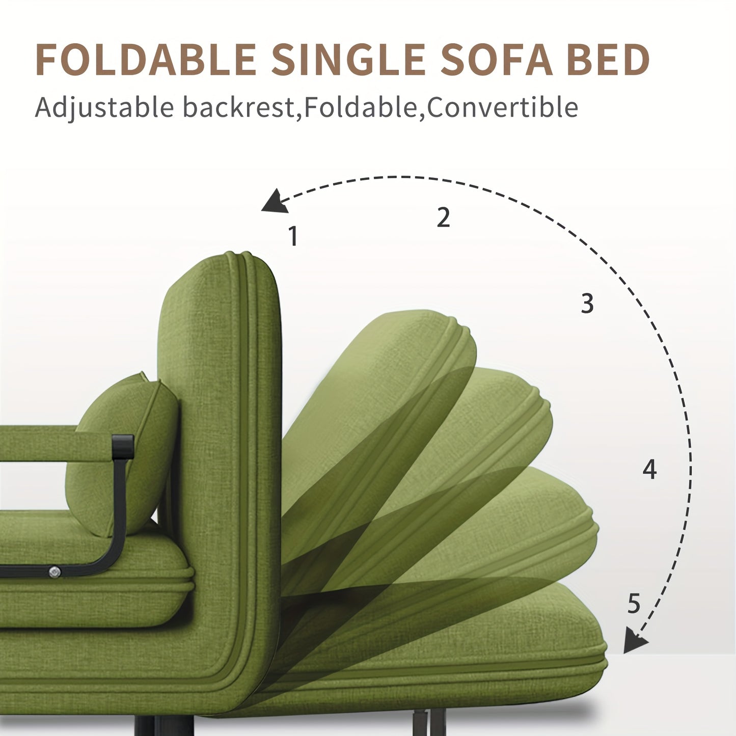 Slaapbank – Vouwbank – Zitbank – Loungestoel – Bedbank – 5-in-1 Multifunctioneel – Zacht Polyester – Compact & Ruimtebesparend Grasgroen/Lemongeel