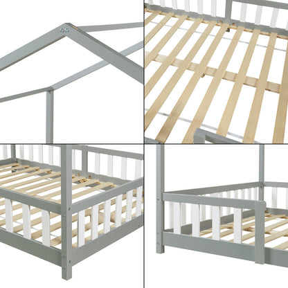 Kinderbed – Kinderbedje – Bedje – Kinderbedden – Huisvorm Kinderbed – Valbescherming – Grenenhout – Groot 120x200 cm
