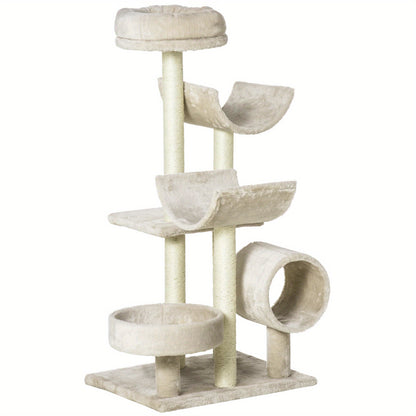 Kattenkrabpaal – Krabmeubel – Klimeiland – Kattenboom – Kattenhuis – Beige Kleur – Duurzaam Sisal – Pluche Comfort
