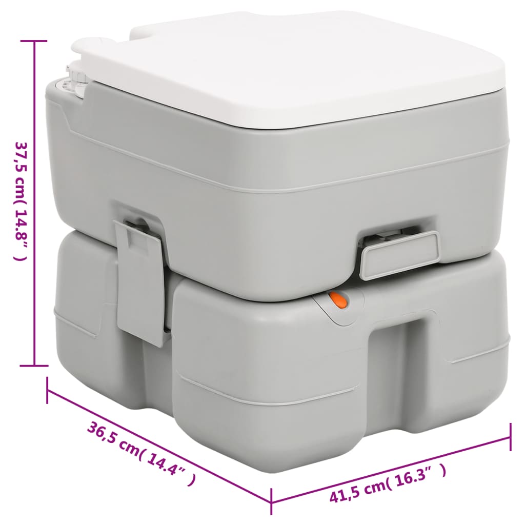 Draagbaar Toilet – Campingtoilet – Mobiel Toilet – Reistoilet – Camping WC – Schokbestendig Polyethyleen – Effectief Spoelsysteem – 41,5x36,5x37,5 cm