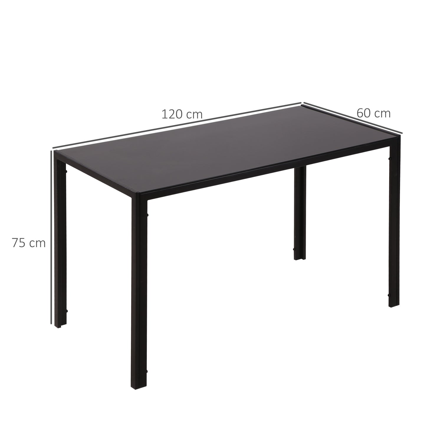 Eettafel – Keukentafel – Eetkamertafel – Woonkamertafel – Tafel – Glasblad – Stevig Metalen Frame – 120x60x75 cm – 4 Personen