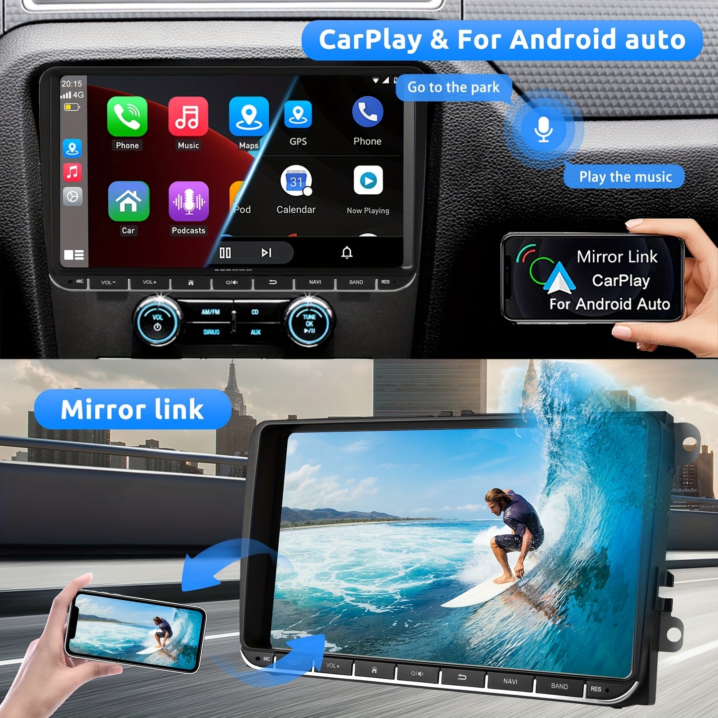 Autoradio – Car Stereo – Auto Radio – Multimedia Speler – 7 Inch Touchscreen – Android 14 – Draadloze CarPlay & Android Auto