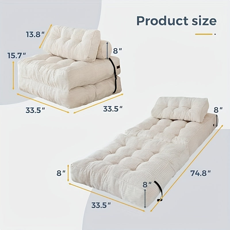 Vouwbare Slaapbank – Slaapstoel – Loungestoel – Bedbank – Opvouwbare Zitzak – Wit – Ergonomische Rugsteun – Lichtgewicht & Draagbaar