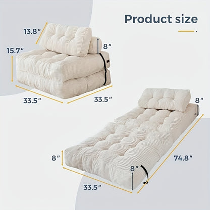 Vouwbare Slaapbank – Slaapstoel – Loungestoel – Bedbank – Opvouwbare Zitzak – Wit – Ergonomische Rugsteun – Lichtgewicht & Draagbaar
