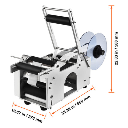 Etiketteermachine – Labelprinter – Labelapplicator – Flesetiketteermachine – Labelmachine – Semi-automatisch – Geschikt voor ronde flessen 2-12 cm – Aluminium behuizing duurzaam