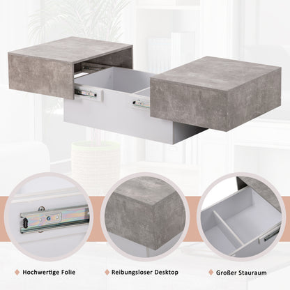 Retro Extendable Coffee Table Suitable for Living Room with Retractable Table & Storage Drawers/Cabinets - Self-Assembling Modern Center Table, Space-Saving Design, Height Compatible for Sofa, Durable Study (No Wood)