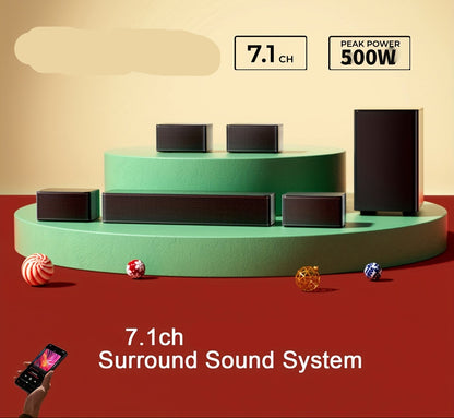 Soundbar – Surround Sound Systeem – Home Cinema Set – Geluidssysteem – Audio Installatie – 7.1 Kanaals Dolby Atmos – 500W Vermogen en Draadloze Subwoofer