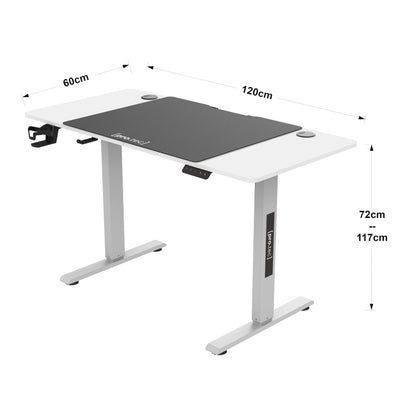 Verstelbaar Bureau – Zit-Sta Bureau – Elektrisch Bureau – Ergonomisch Bureau – Wit 140x60 cm – Traploos Verstelbaar 72-117 cm – Geheugenfunctie