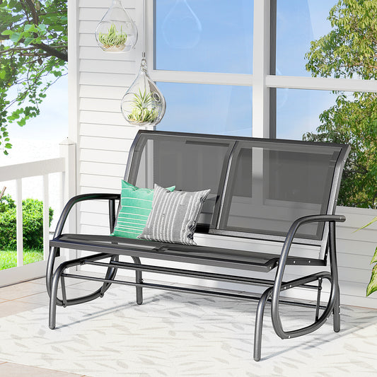 Tuinstoel – Schommelbank – Tuinbank – Loungestoel – Buitenbank – Metalen Frame – Ademend Mesh – Schommelfunctie – 2-Persoons – 120x70x88 cm