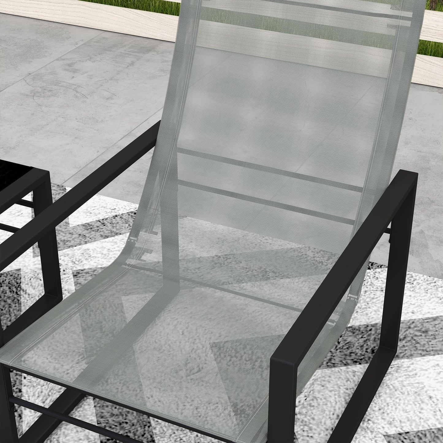 Loungeset – Tuinmeubilair – Buitenmeubels – Balkonset – Terrasstoel – Compact en Weerbestendig – Comfortabel Grijs Mesh