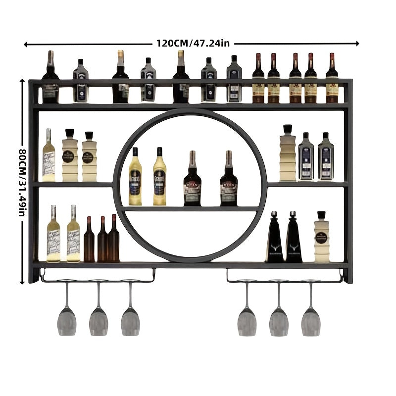 Wijnrek – Wijnrek Met Verlichting – Wandrek – Wijnhouder – Flessenrek – Metaal – LED-verlichting – Ruimtebesparend – Sfeervol Design