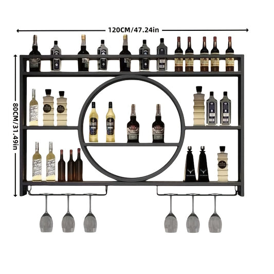 Wijnrek – Wijnrek Met Verlichting – Wandrek – Wijnhouder – Flessenrek – Metaal – LED-verlichting – Ruimtebesparend – Sfeervol Design