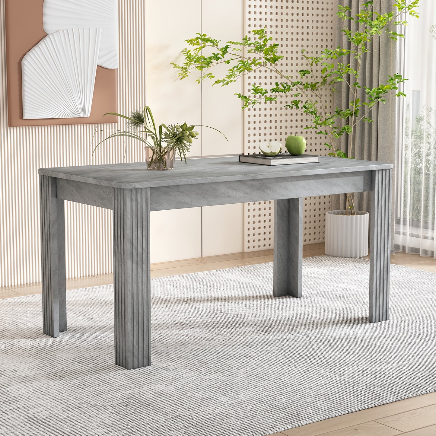 Eettafel – Tafel – Eetkamertafel – Koffietafel – Dinertafel – Grijs Betonlook – Stevige Vierpootsconstructie – Onderhoudsvriendelijk Oppervlak