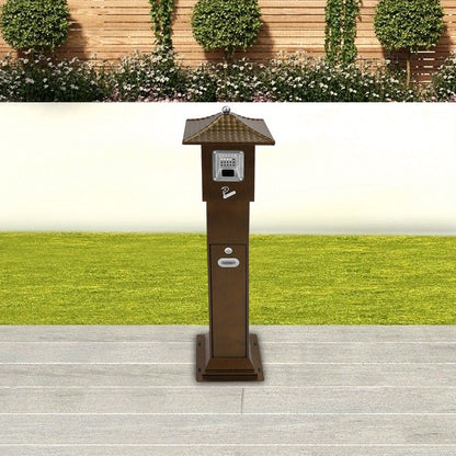 Standing Cigarette Butt Disposal Bin with Ashtray - Heavy-Duty Iron Construction, Windproof & Weatherproof Outdoor/Indoor Automatic Ash Dispenser, Large Capacity Cigarette Butt Dispenser with One-Touch Operation, Battery-Free