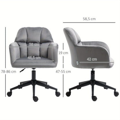 Bureaustoel – Office Chair – Draaistoel – Kantoorstoel – Bureaustoel – Verstelbare Zithoogte – Velvety Bekleding – Max 120 kg – Antracietgrijs