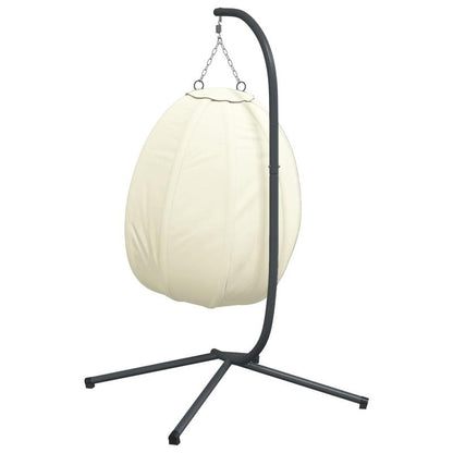 Hangstoel – Hangende Eierstoel – Cocoon Stoel – Schommelstoel – Tuinstoel – Stalen Frame – Afneembare Beige Kussens – Draagvermogen 150 kg