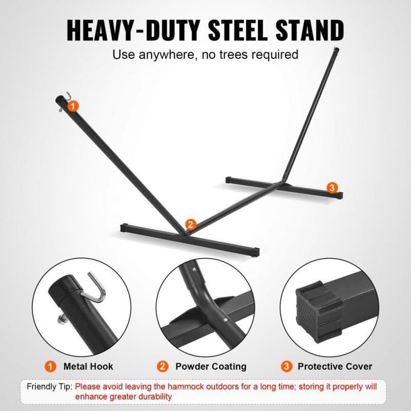 Dubbele Hangmat – Tweepersoons Hangmat – Hangmat Met Standaard – Buiten Hangmat – 207 Kg Draagvermogen – Stevige Stalen Standaard - QUORE