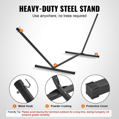 Dubbele Hangmat – Tweepersoons Hangmat – Hangmat Met Standaard – Buiten Hangmat – 207 Kg Draagvermogen – Stevige Stalen Standaard - QUORE