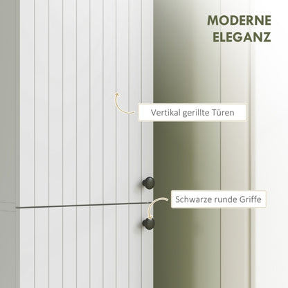 Medicijnkastje – Medicijnkast – Badkamerkast – Apothekerskast – Wandkast – Wit – 6 Vakken – Soft-Close Deuren – MDF Waterbestendig Met Gouden Scharnieren