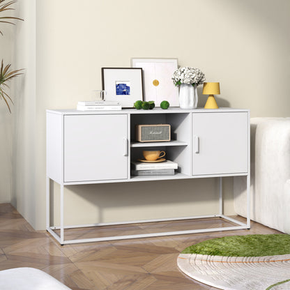 Dressoir – Sideboard – Buffetkast – Opbergkast – Kast – Metalen Constructie – 75x120x40 cm – Wit