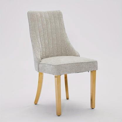 Eetkamerstoelen – Stoelen – Dining Chairs – Tuinstoelen – Keukenstoelen – Beige Met Gouden Poten – Zacht Gevoerd Zitvlak – Stevig Roestvrij Stalen Frame