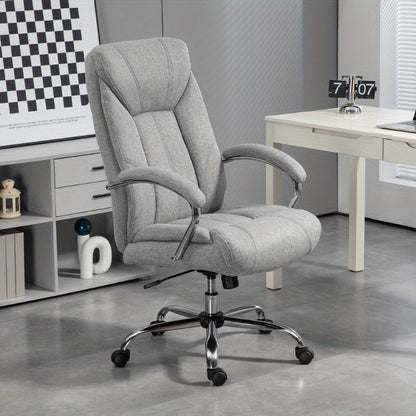 Vinsetto Ergonomic Office Chair with Adjustable Tilt & Height, Padded Armrests & Headrest, 360° Swivel, 5-Wheel Rolling Base - Light Gray Nylon Computer Desk Chair for Home & Office, Big And Tall Office Chair, Minimalistic D