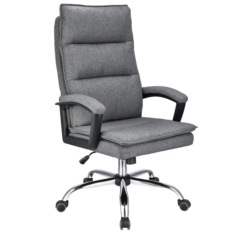 Bureaustoel – Bureaustoel Met Wielen – Kantoorstoel – Werkstoel – Stoel Met Stoffen Bekleding – Ergonomisch Comfort – Verstelbare Hoogte 43-49 cm - Donkergrjs