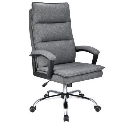 Bureaustoel – Bureaustoel Met Wielen – Kantoorstoel – Werkstoel – Stoel Met Stoffen Bekleding – Ergonomisch Comfort – Verstelbare Hoogte 43-49 cm - Donkergrjs
