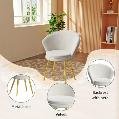 Velvet Fauteuil – Fluwelen Stoel – Lounge Stoel – Relaxfauteuil – Witte Zetel – Zacht Memory Foam – Gouden Metalen Poten
