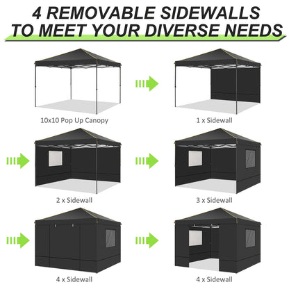 Partytent – Pop-Up Tent – Zonnekap – Opvouwbaar Paviljoen – Tuintent – 3,05x3,05 meter – 4 Zijpanelen Met Rits – Inclusief Draagtas