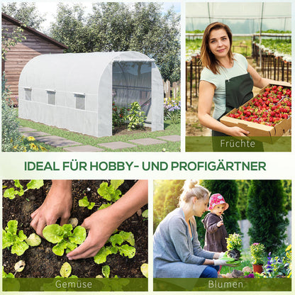 Kweekkas – Tuinkas – Mini Kas – Moestuin Kas – Groentekasje – Walk-in Kas Met Metalen Frame – 4,45x2x2 Meter – Duurzaam Polypropyleen Zeil – Lichtgewicht & Weerbestendig