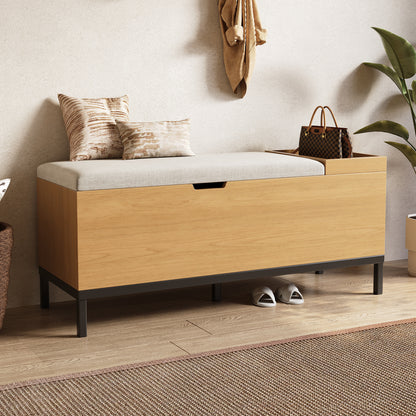 BTM Shoe Bench 115X40X49.5 Cm, Storage Bench with Seat Cushion, Bench with Storage, Floor Bench with Storage Space, Bench for Entrance Area, Living Room & Bedroom