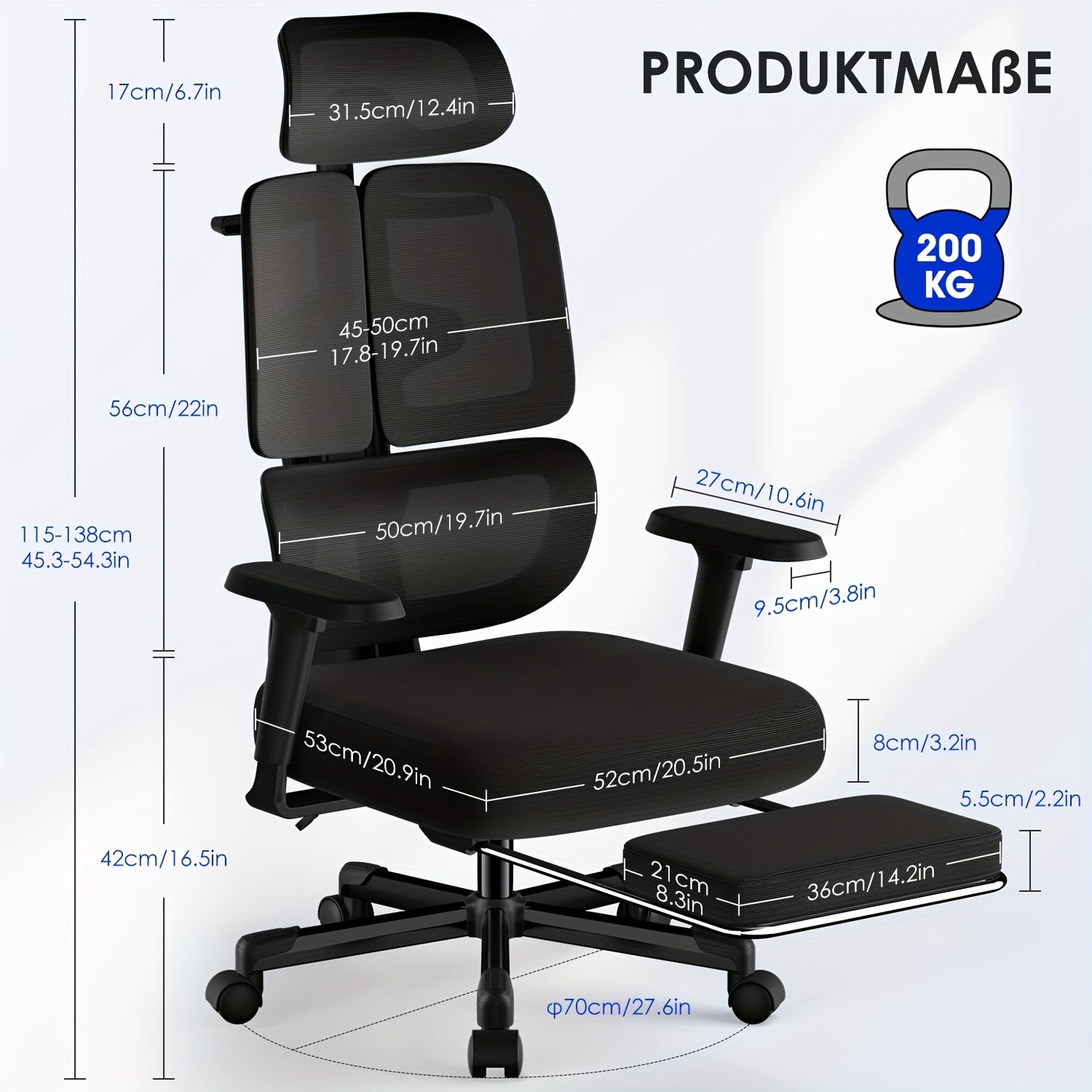 Airchros Ergonomic Office Chair with Adjustable Height, Comfortable Armrests, Lumbar Support & Footrest – Black Plastic/Metal Frame for Home, Gaming, or Desk Use, Desk Chair