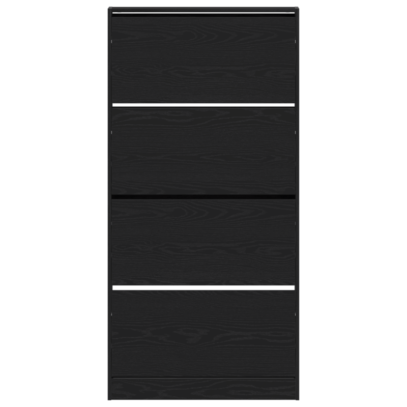 Schoenenrek – Schoenenkast – Schoenenopberger – Schoenenbank – Schoenendiens – Zwart Houten Design – Ruimtebesparend Hoog 80x21x163,5 cm – Duurzaam Hardhout Met Glazen Planken