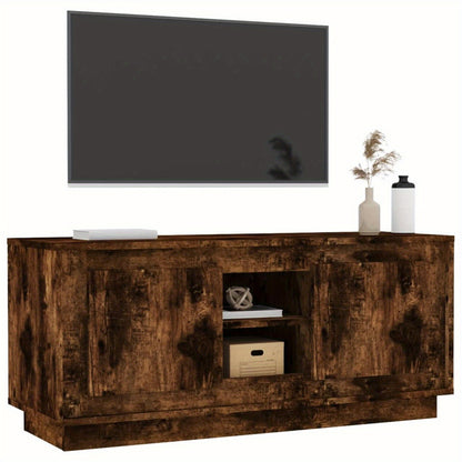 Tv-meubel – Tv-kast – TV-standaard – Entertainmentmeubel – Mediameubel – Smokey Eiken – 102x35x45 cm – Hoogwaardig Gefineerd Hout