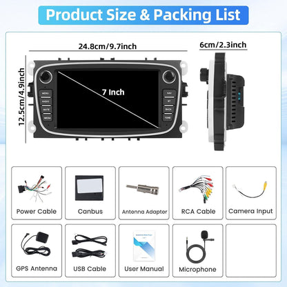 Android Autoradio – Multimedia Systeem – Navigatie Radio – Inbouw Radio – 4GB+64GB Variant – 7 Inch IPS Touchscreen – Draadloos CarPlay & Android Auto