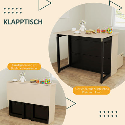 Bardes – Barset – Bartafel – Barkrukken – Opbergmeubel – Inklapbaar Tafelblad – 2 Comfortabele Barkrukken – 6 Handige Opbergvakken