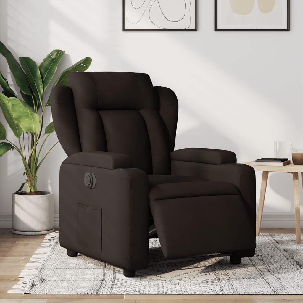 Elektrisch Verstelbare Stoel – Relaxstoel – Fauteuil – Lounge Stoel – Comfortzetel – Bruin – Stil Elektrisch Verstelbaar – Ademend Gewatteerd Textiel