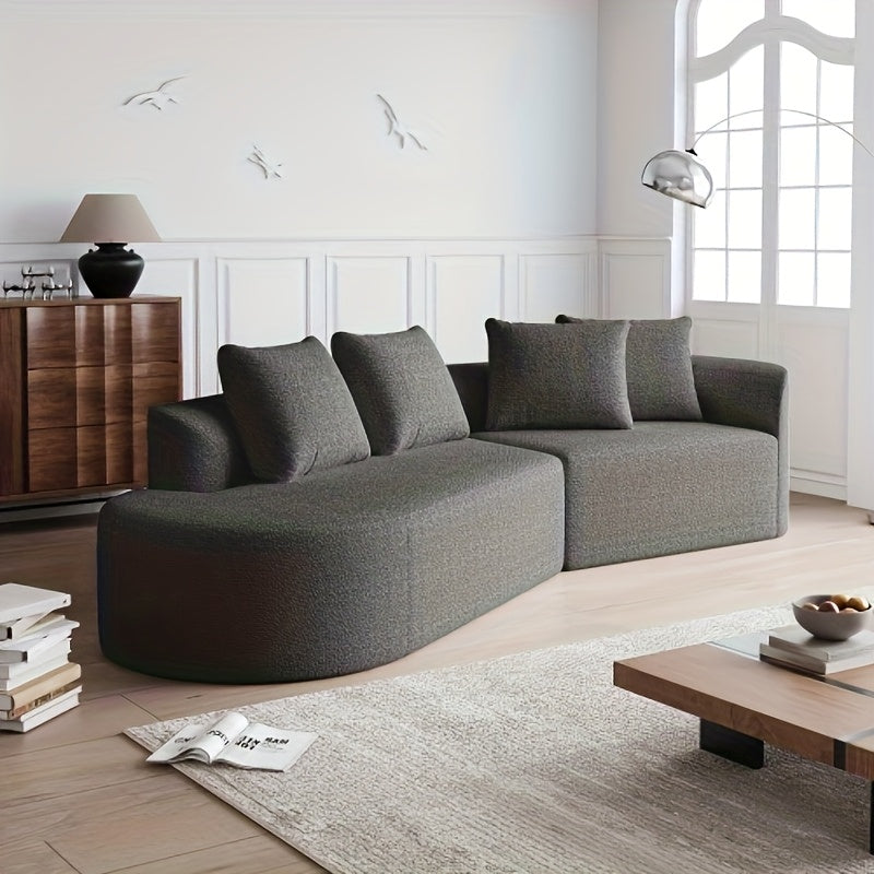 Hoekbank – L-vormige Bank – Sectiebank – Hoekbank Zwart – Charmant Modulair Design – Ruime Diepe Zitplaatsen – Duurzame Stofbekleding – Inclusief 4 Sierkussens