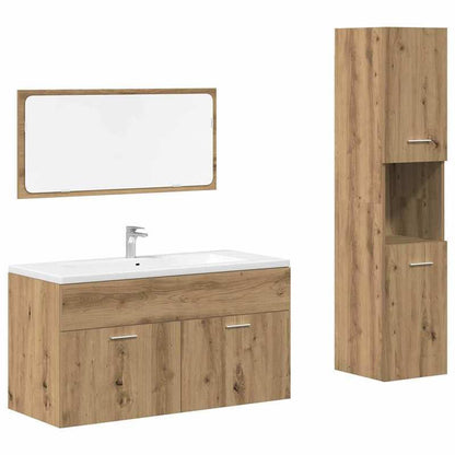 Badkamermeubelset – Badkamerkast – Opbergmeubel – Toiletmeubel – Meubels voor Badkamer – Artisan Eikenhout Look – Duurzaam Hardhout & Vezelplaat – Compact & Functioneel Ontwerp