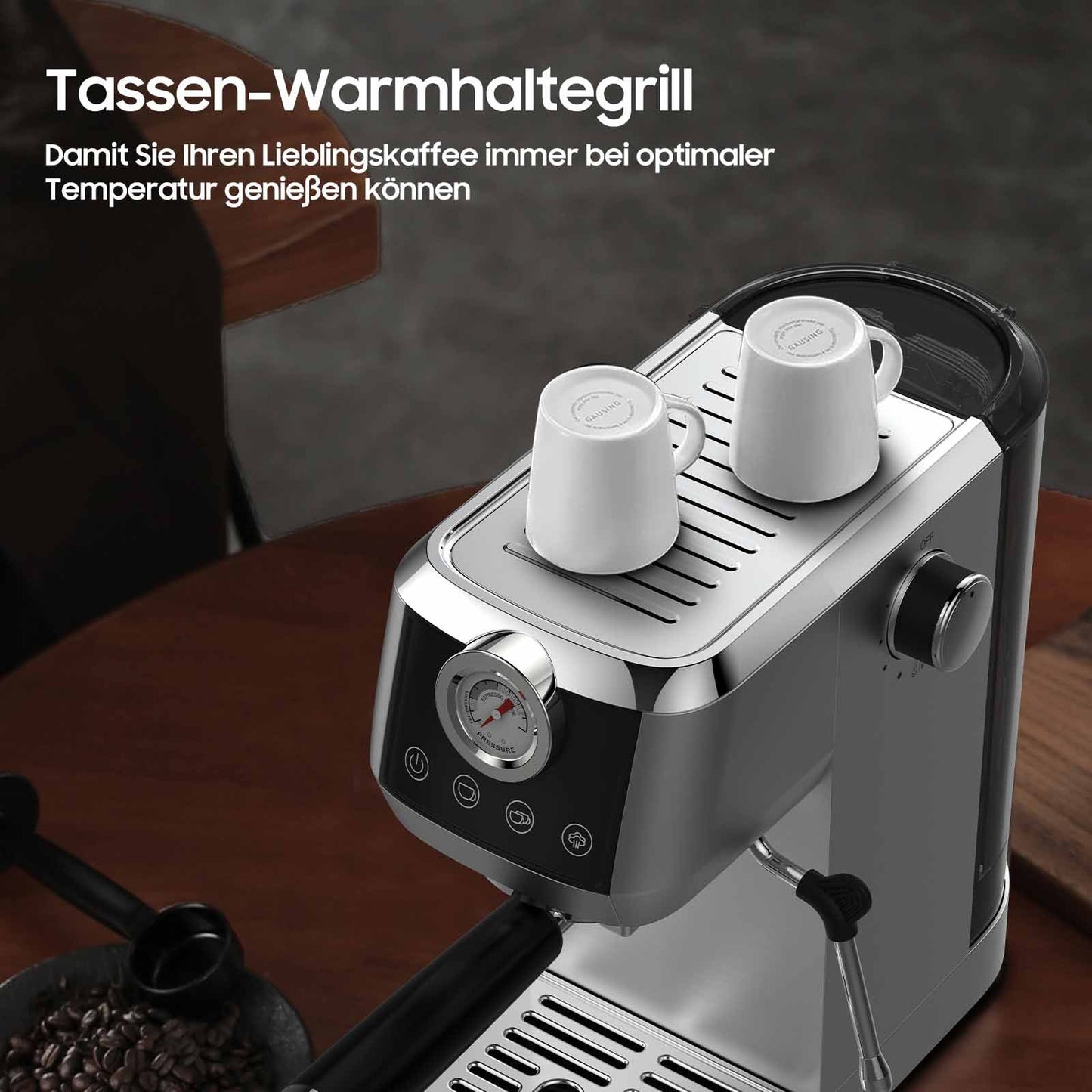 Espressomachine – Koffiezetapparaat – Koffiemachine – Siebdrager – Volautomaat – 20 Bar Italiaanse Pomp – RVS Behuizing 1,3L Watertank