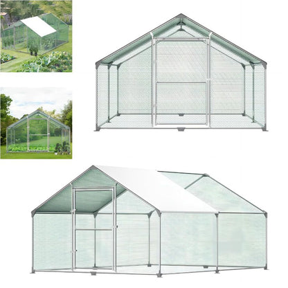 Kippenhok – Kippenren – Pluimveehok – Dierenverblijf – Kippenkooi – Gegalvaniseerd Stalen Frame – Inclusief Veiligheidsdeur met Slot – Afmeting 3x4x2 m