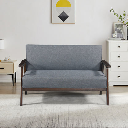 Bankstel – 2-Zitsbank – Zitbank – Bankje – Sofa – Grijs – Houten Frame – 121x69x75 cm – Comfortabel & Stevig