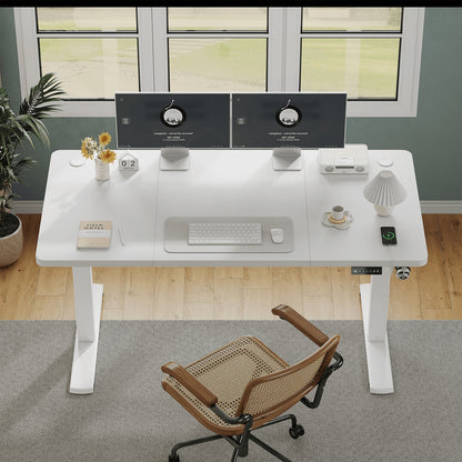 Ergonomisch Zit-Sta Bureau – Verstelbaar Bureau – Sta Bureau – Thuiswerk Bureau – Gaming Bureau – 140 cm – Roestvrij Stalen Frame – Handmatig Verstelbaar Zonder Stroom