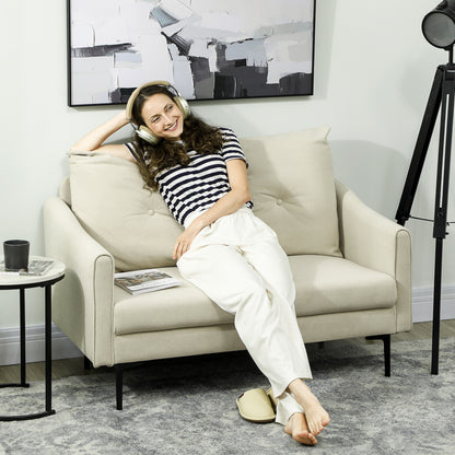 2-Zits Bank – Tweezits Sofa – Zithoek – Loveseat – Loungebank – Cream – Zachte Foam Kussens – Stevig Metalen Frame