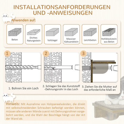 Krabpaal – Kattenkrabpaal – Kattenhuis – Kattenboom – Kattenmeubel – Duurzaam Materiaal – 8-delige Kattentrap Set Bruin/Crème Wit