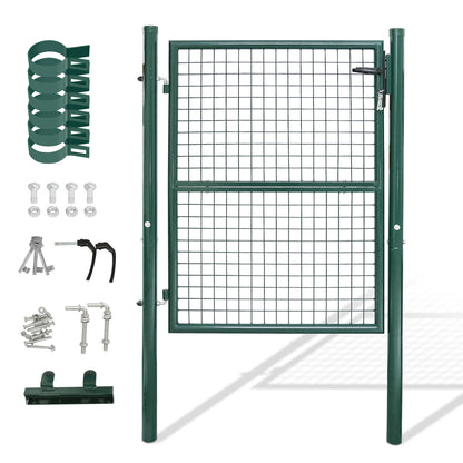 Tuinpoort – Tuindeur – Schuttingpoort – Tuinhek – Looppoort – Gegalvaniseerd Staal – Groen RAL 6005 – Inclusief Cilinderslot met 3 Sleutels – Weerbestendig en Roestvrij