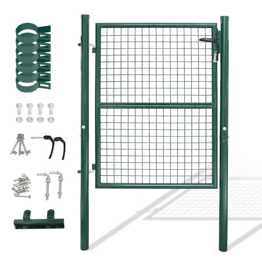 Tuinpoort – Tuindeur – Schuttingpoort – Tuinhek – Looppoort – Gegalvaniseerd Staal – Groen RAL 6005 – Inclusief Cilinderslot met 3 Sleutels – Weerbestendig en Roestvrij